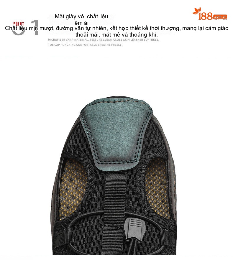 Dép Sandal Quai Dây Rút Nam Da Mờ Chống Trượt Chiều Cao Đế Khoảng 2cm Màu Đen, Nâu chi tiết 5