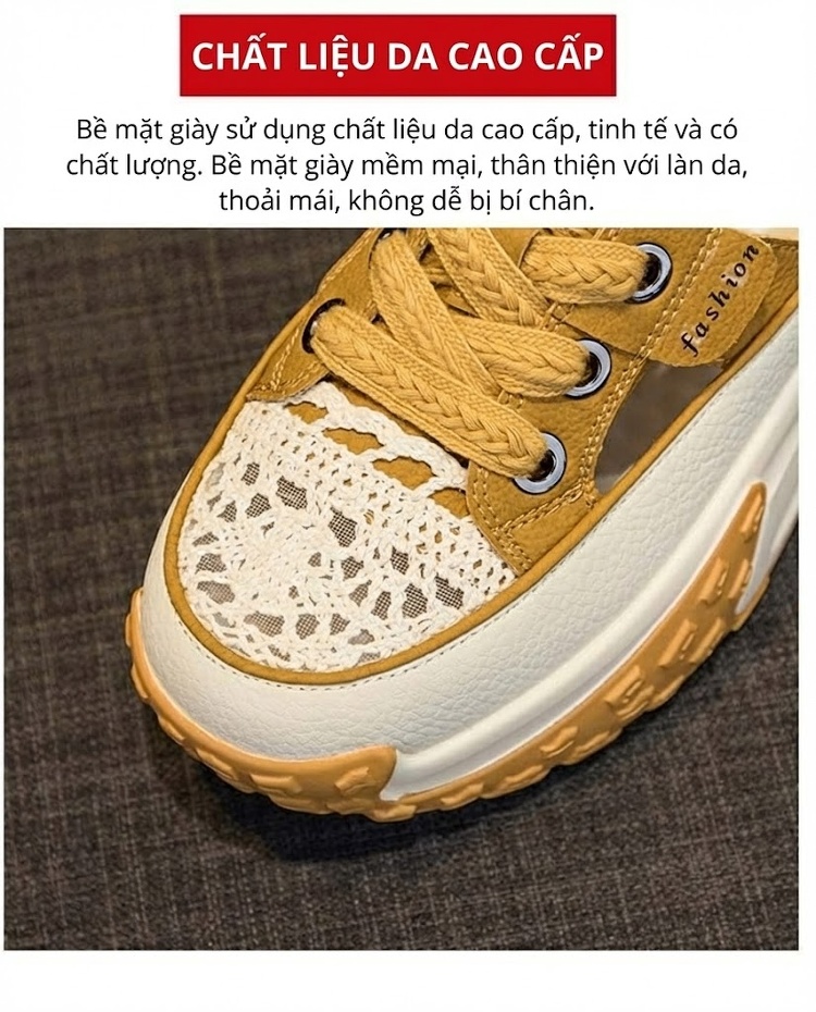 Dép sục bánh mì nữ đế dày tăng chiều cao 5cm phong cách thể thao chi tiết 5