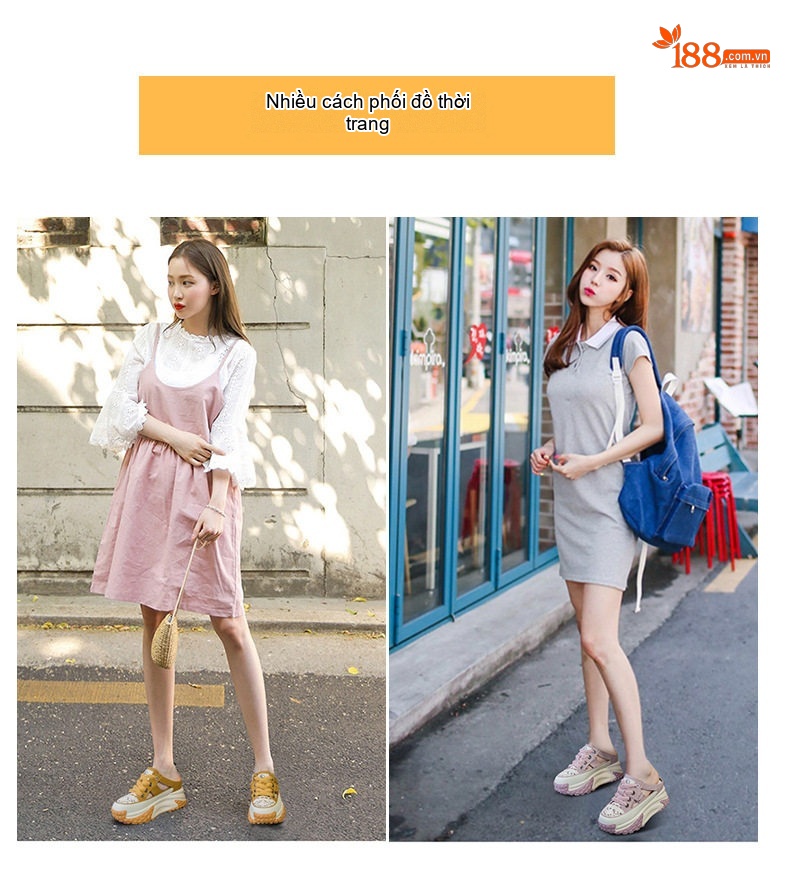Dép sục bánh mì nữ đế dày tăng chiều cao 5cm phong cách thể thao chi tiết 7