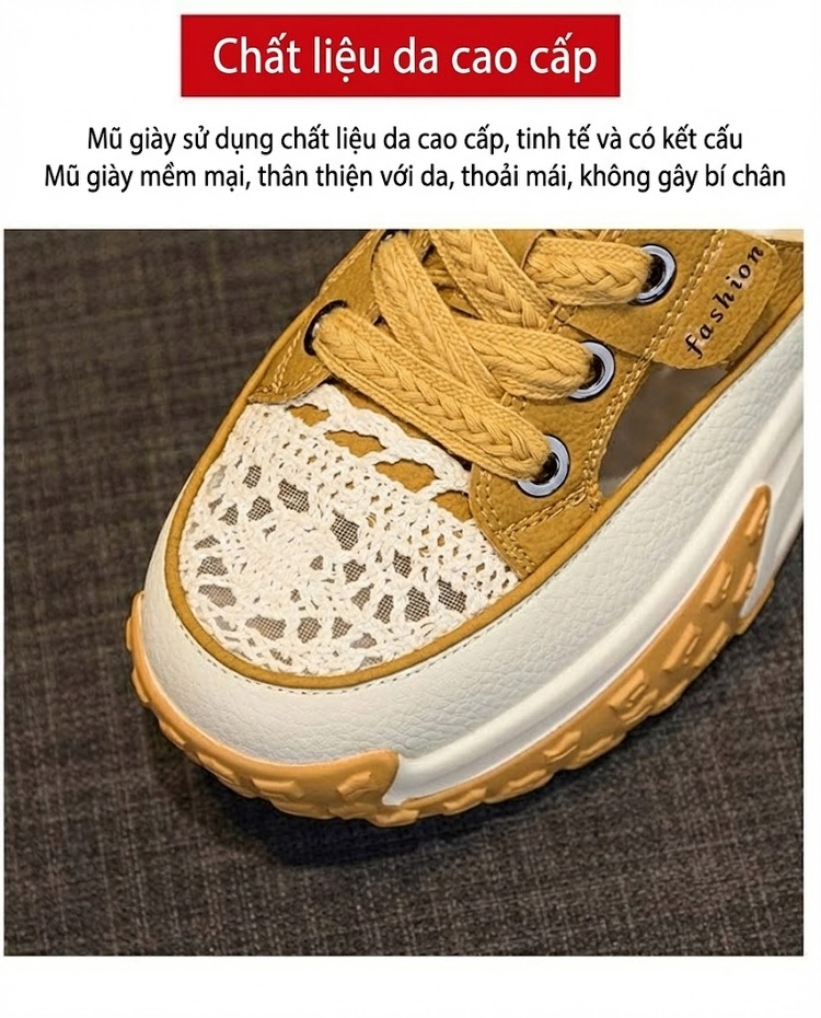 Dép sục bánh mì nữ đế dày tăng chiều cao 5cm phong cách thể thao chi tiết 8
