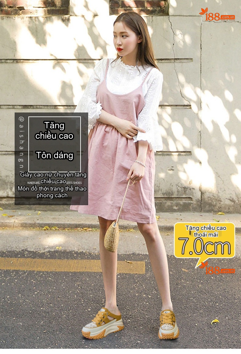 Dép sục bánh mì nữ đế dày tăng chiều cao 5cm phong cách thể thao chi tiết 1