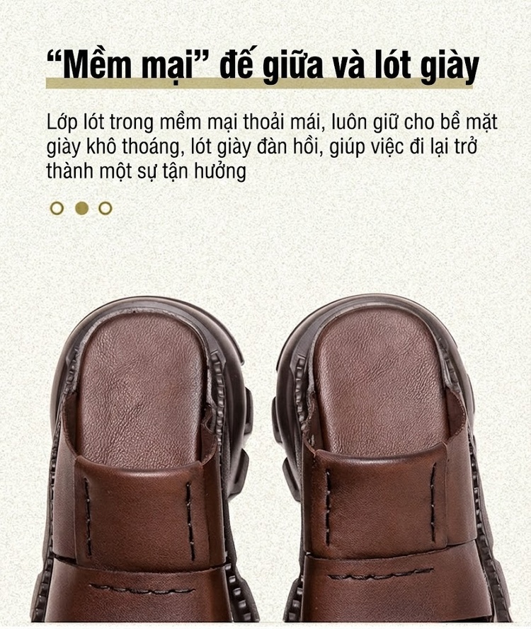 Dép Sục Nữ Da Bò Đế Bệt Chiều Cao Đế Khoảng 6cm Phong Cách La Mã Màu Đen, Nâu chi tiết 6
