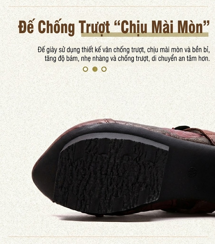 Dép Sục Nữ Da Bò Họa Tiết Hoa Chiều Cao Đế Khoảng 4cm Màu Đỏ, Nâu, Xanh Lá chi tiết 5