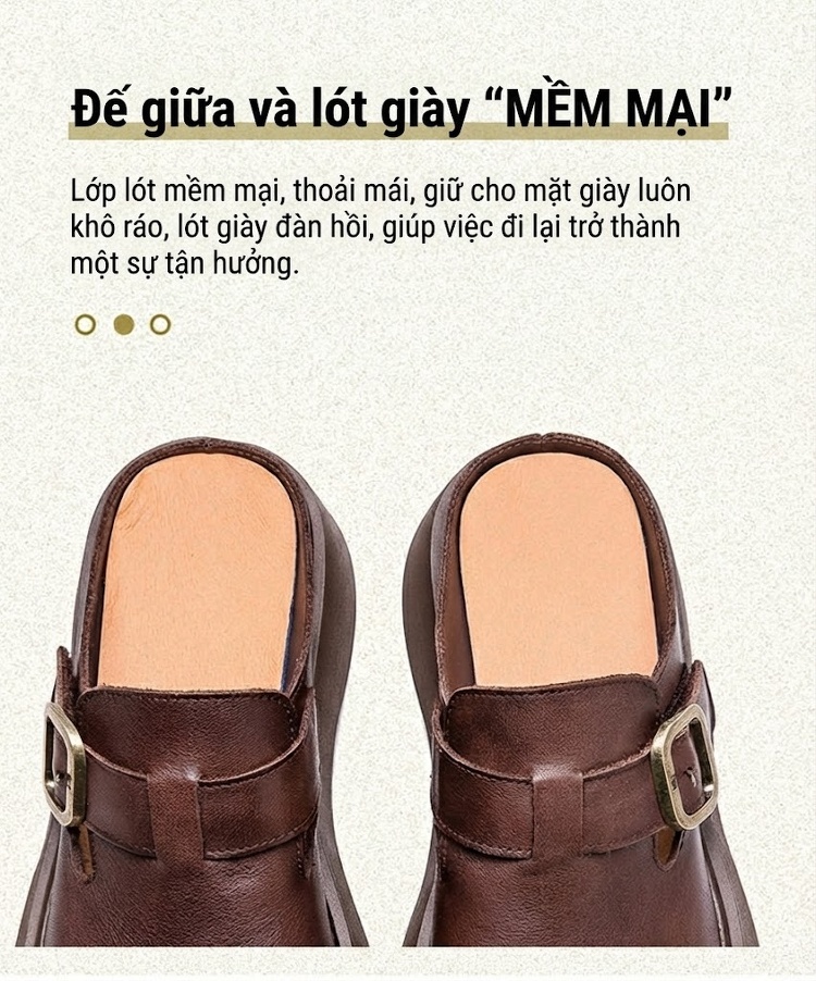 Dép Sục Nữ Da Bóng Đế Dày Phong Cách Anh Quốc Chiều Cao Đế Khoảng 5cm Màu Đen, Nâu chi tiết 6