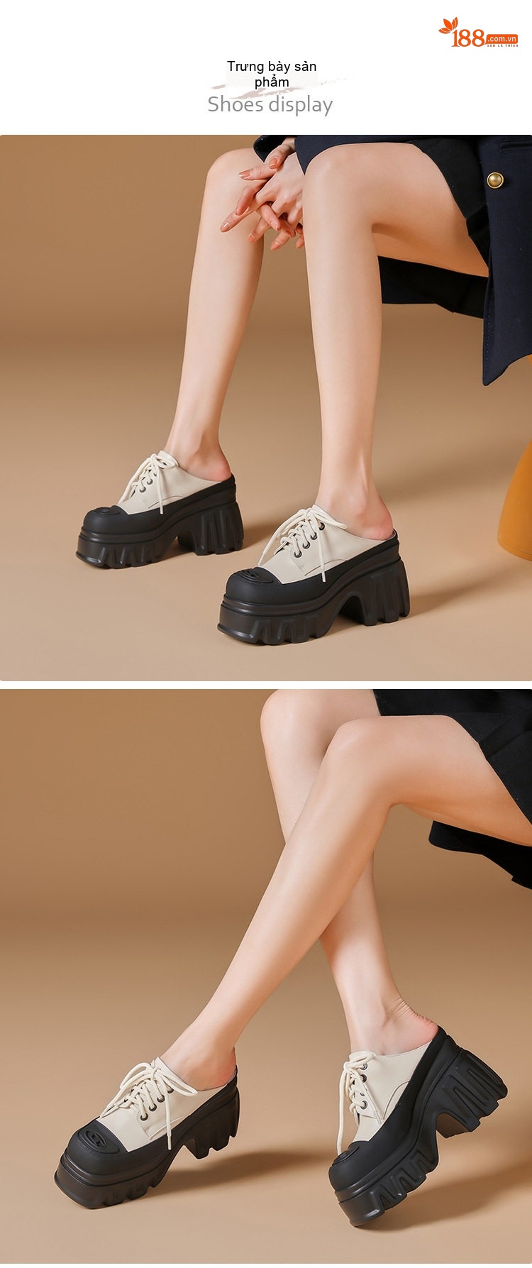 Dép Sục Nữ Da Bóng Đế Xuồng Chiều Cao Đế Khoảng 6cm Màu Đen, Trắng chi tiết 1