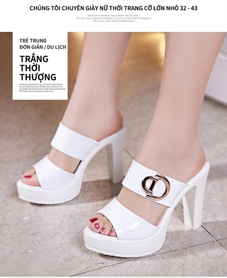 Dép Sục Nữ Da Bóng Đế Xuồng Chiều Cao Đế Khoảng 8cm Màu Đen, Đỏ, Trắng chi tiết 10