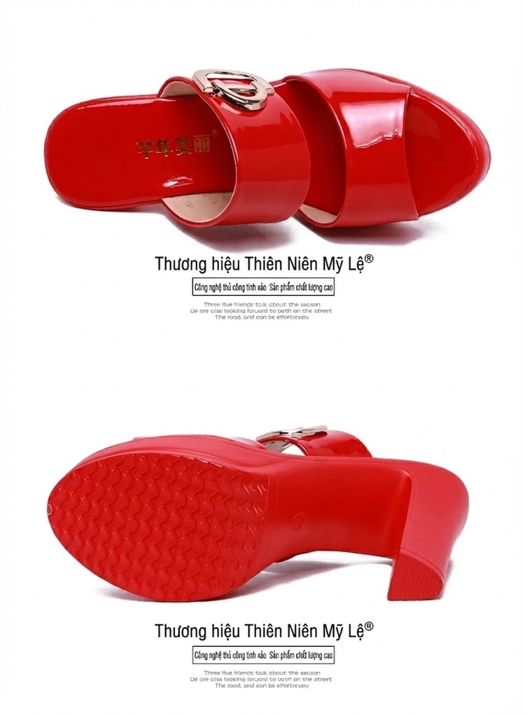 Dép Sục Nữ Da Bóng Đế Xuồng Chiều Cao Đế Khoảng 8cm Màu Đen, Đỏ, Trắng chi tiết 16