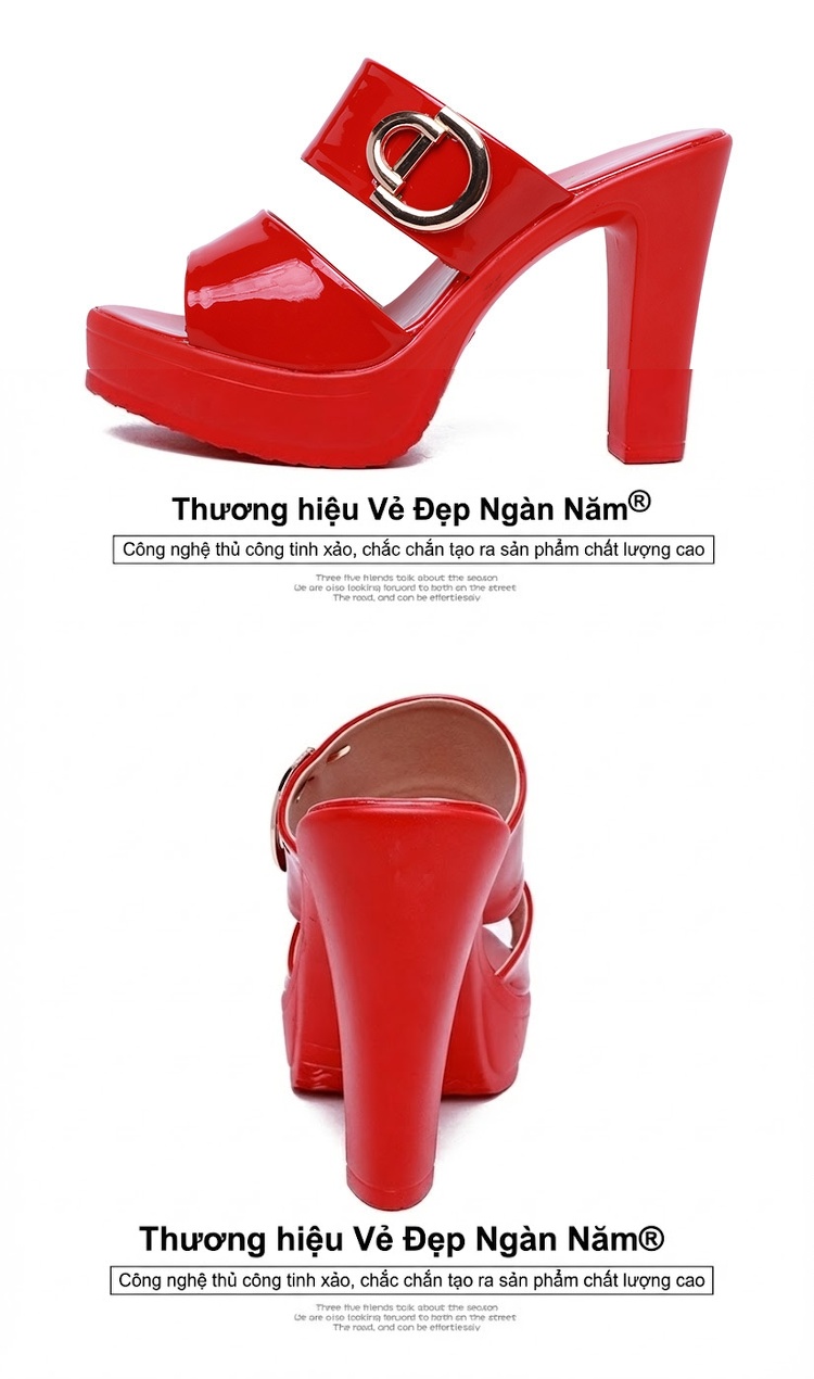 Dép Sục Nữ Da Bóng Đế Xuồng Chiều Cao Đế Khoảng 8cm Màu Đen, Đỏ, Trắng chi tiết 15