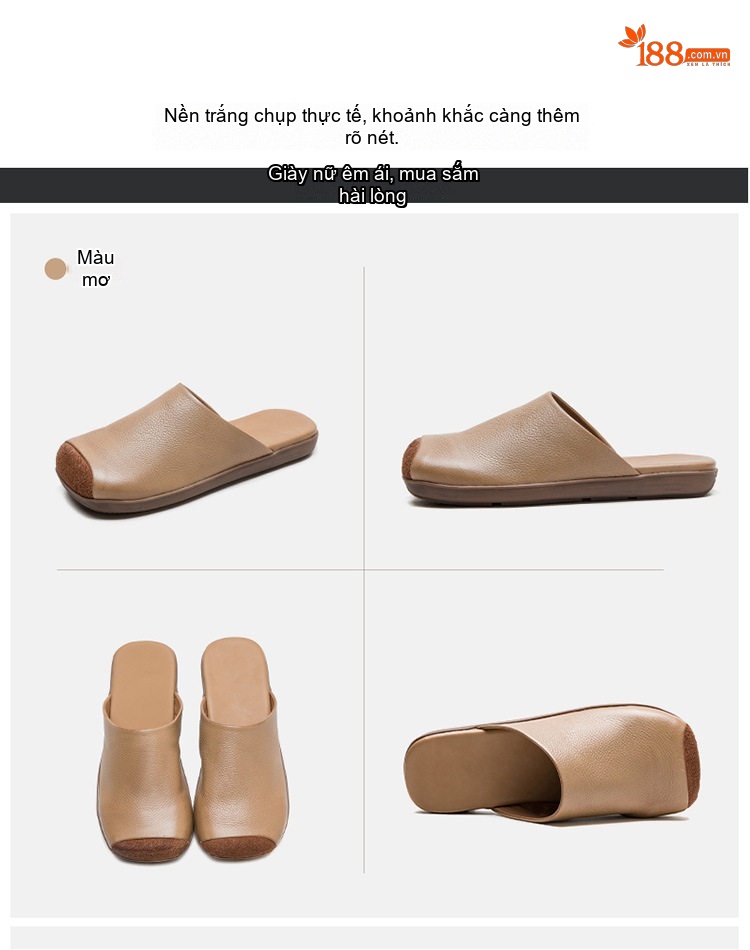Dép Sục Nữ Da Bóng Mũi Vuông Chiều Cao Đế Khoảng 2cm Màu Nâu, Vàng, Xanh Lá chi tiết 15