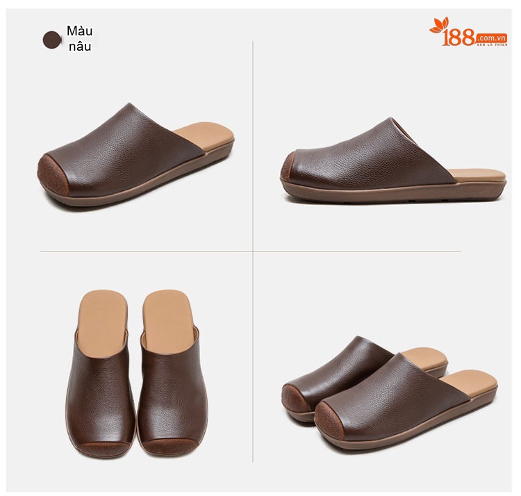 Dép Sục Nữ Da Bóng Mũi Vuông Chiều Cao Đế Khoảng 2cm Màu Nâu, Vàng, Xanh Lá chi tiết 17