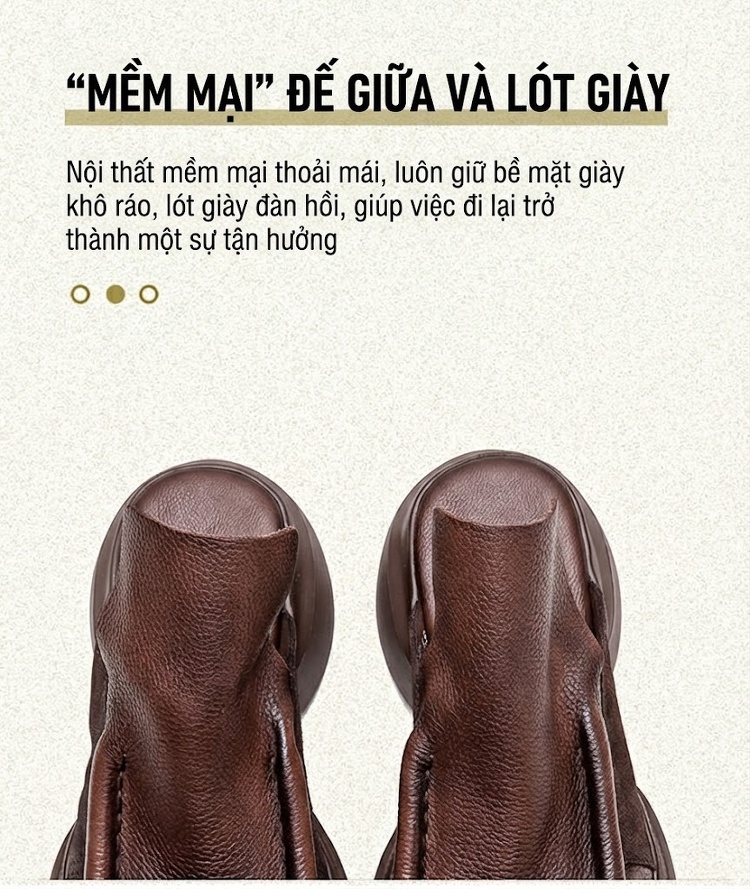 Dép Sục Nữ Da Mờ Đế Bánh Mì Chiều Cao Đế Khoảng 6cm Phong Cách Retro Màu Be, Đen, Nâu chi tiết 7