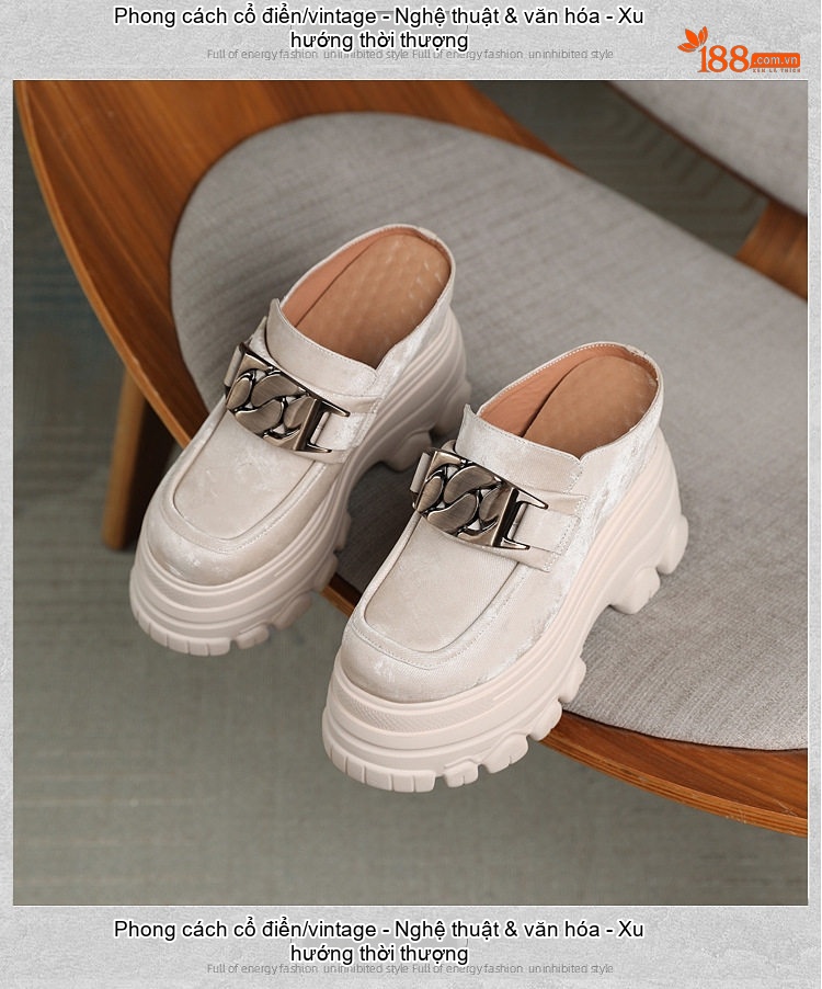 Dép Sục Nữ Da Mờ Đế Dày Tăng Chiều Cao 12cm Phong Cách Casual Màu Be, Đen, Nâu chi tiết 13