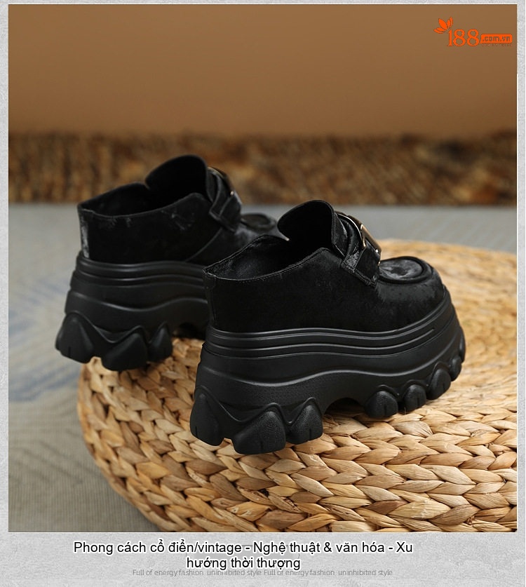 Dép Sục Nữ Da Mờ Đế Dày Tăng Chiều Cao 12cm Phong Cách Casual Màu Be, Đen, Nâu chi tiết 15