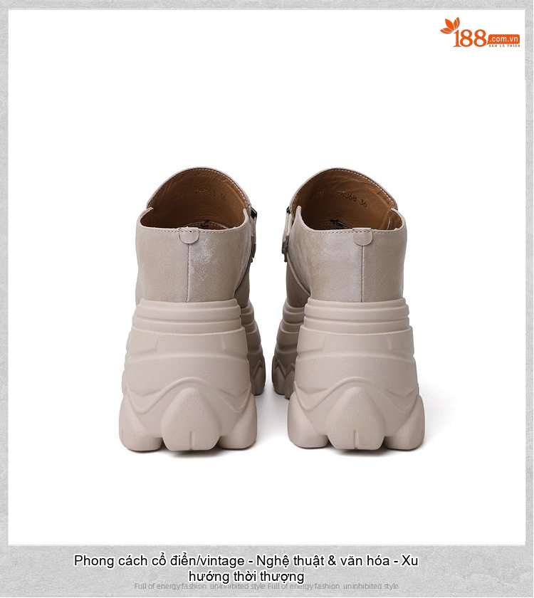 Dép Sục Nữ Da Mờ Đế Dày Tăng Chiều Cao 12cm Phong Cách Casual Màu Be, Đen, Nâu chi tiết 21