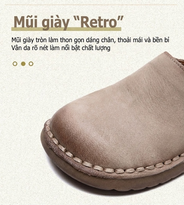 Dép Sục Nữ Da Mờ Hở Gót Chiều Cao Đế Khoảng 2cm Màu Nâu, Xanh Lá chi tiết 5