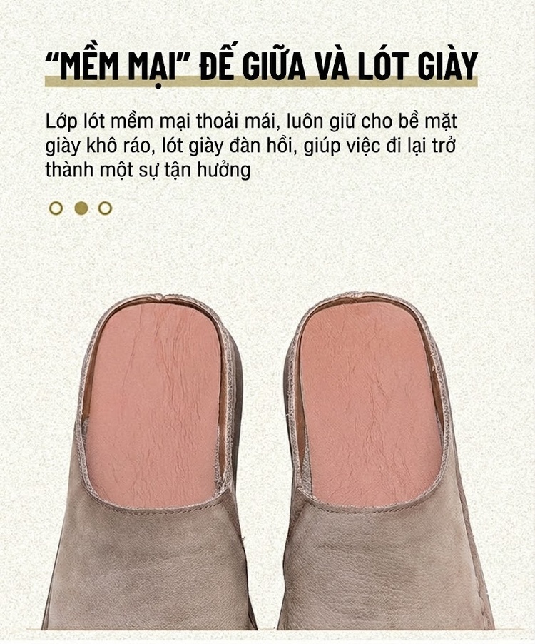 Dép Sục Nữ Da Mờ Hở Gót Chiều Cao Đế Khoảng 2cm Màu Nâu, Xanh Lá chi tiết 7