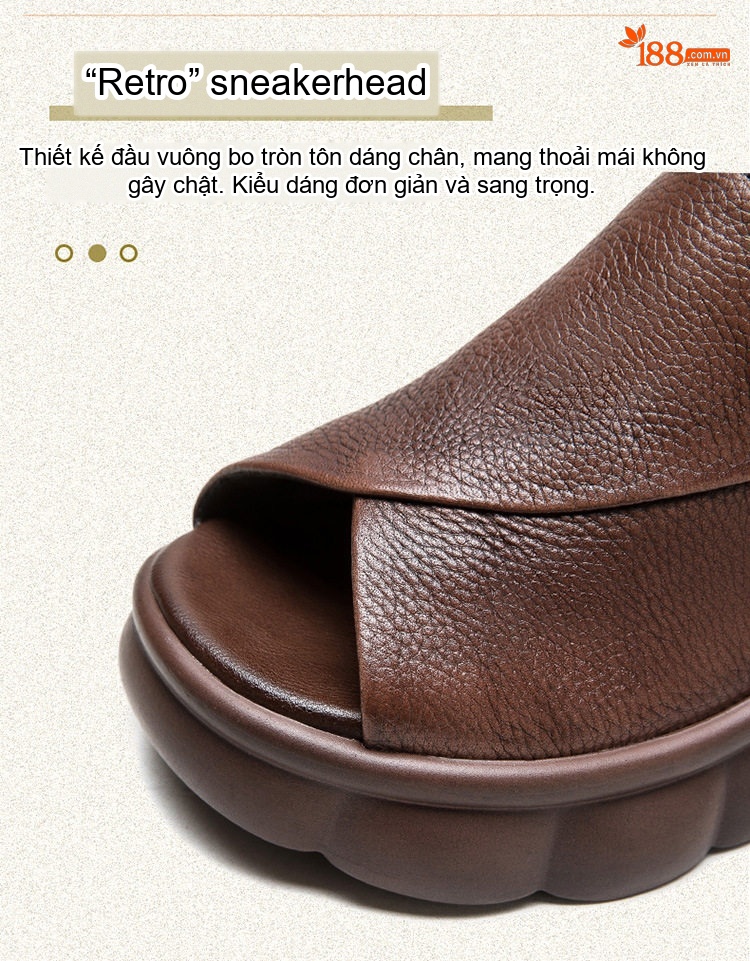 Dép Sục Nữ Da Mờ Hở Mũi Chiều Cao Đế Khoảng 5cm Màu Đen, Nâu chi tiết 3