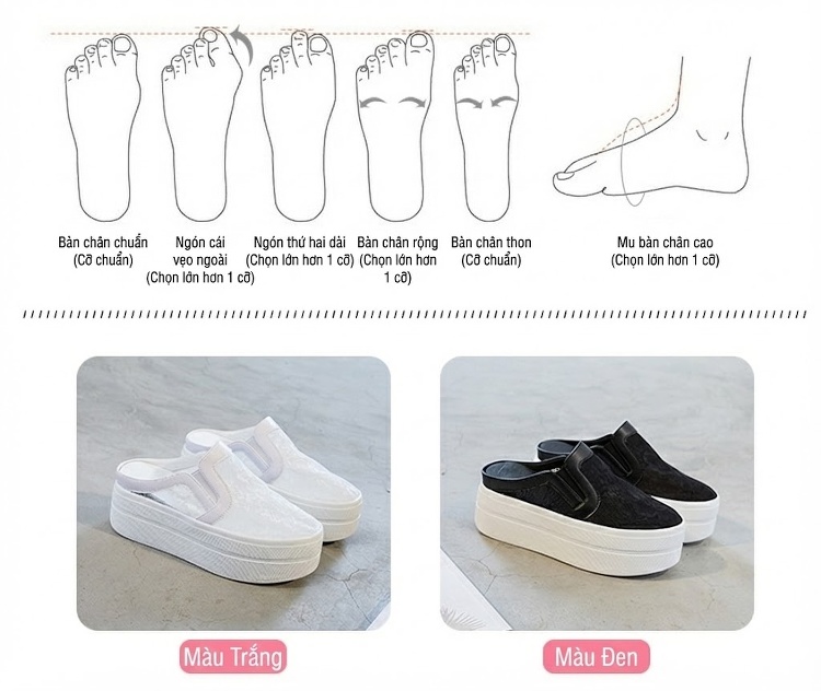 Dép Sục Nữ Da Tổng Hợp Lưới Hở Gót Thoáng Khí Chiều Cao Đế 6cm Màu Trắng, Đen chi tiết 4