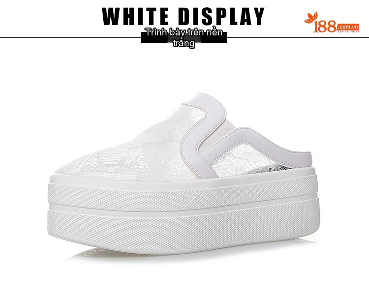 Dép Sục Nữ Da Tổng Hợp Lưới Hở Gót Thoáng Khí Chiều Cao Đế 6cm Màu Trắng, Đen chi tiết 26