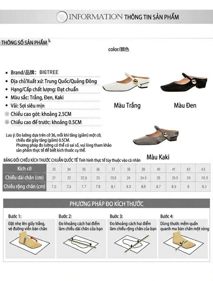 Dép Sục Nữ Hở Gót Quai Ngang Da Mờ Chiều Cao Đế Khoảng 3cm Màu Xám, Đen, Trắng chi tiết 1
