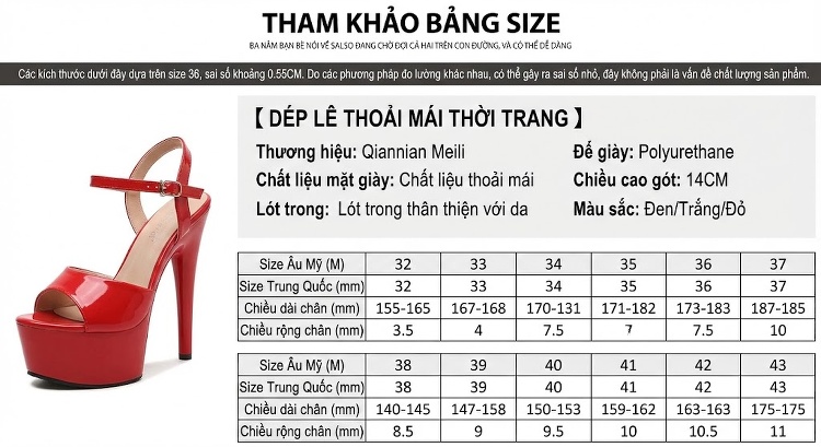 Dép Sục Nữ Hở Mũi Da Bóng Đế Xuồng Cao Gót Chiều Cao Đế Khoảng 8cm Màu Đen, Đỏ, Trắng chi tiết 3