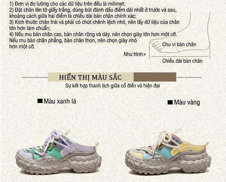 Dép Sục Nữ Lưới Thoáng Khí Đế Bệt Phong Cách Vintage Chiều Cao Đế Khoảng 4cm Màu Trắng, Xanh, Tím, Vàng... chi tiết 3