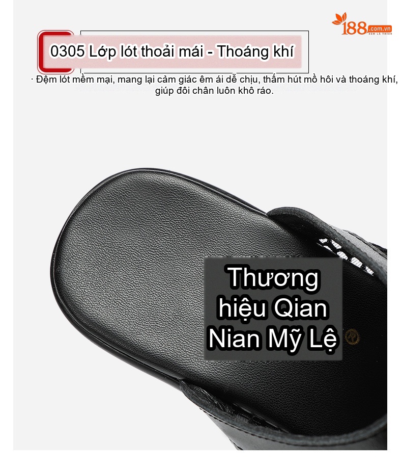 Dép Sục Nữ Quai Lưới Hở Mũi Đế Xuồng Chiều Cao Đế Khoảng 7cm Màu Đen, Trắng chi tiết 6