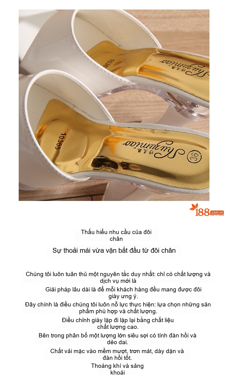 Dép Sục Nữ Quai Ngang Đế Xuồng Da Bóng Chiều Cao Đế 14cm Màu Đen, Đỏ, Trắng chi tiết 22