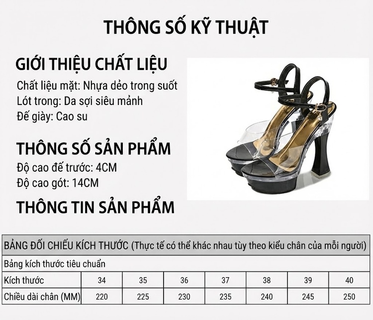Dép Sục Nữ Quai Ngang Đế Xuồng Da Bóng Chiều Cao Đế 14cm Màu Đen, Đỏ, Trắng chi tiết 1