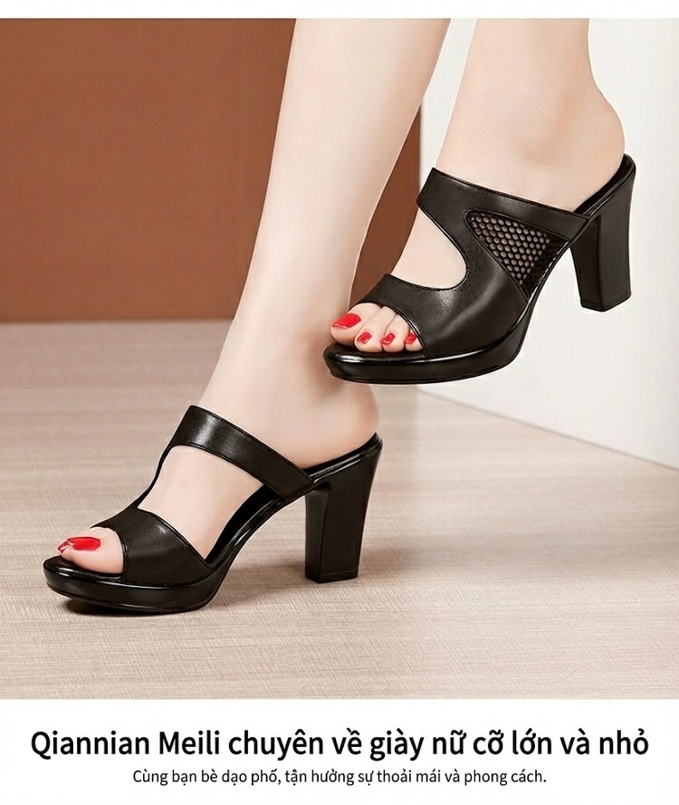 Dép Sục Nữ Quai Ngang Lưới Hở Chiều Cao Đế Khoảng 7cm Màu Đen, Trắng, Đỏ chi tiết 13