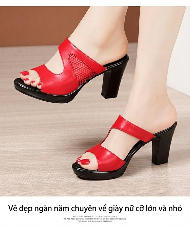 Dép Sục Nữ Quai Ngang Lưới Hở Chiều Cao Đế Khoảng 7cm Màu Đen, Trắng, Đỏ chi tiết 14