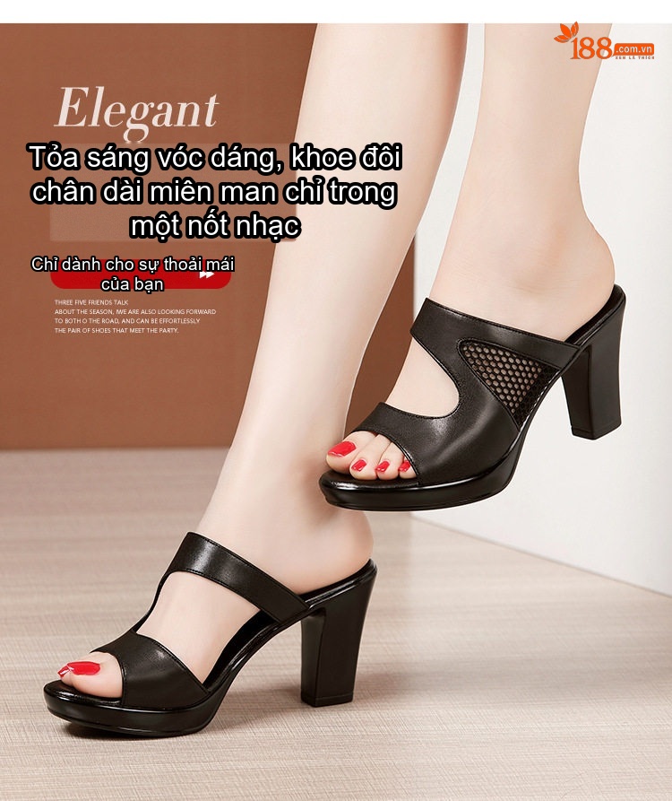 Dép Sục Nữ Quai Ngang Lưới Hở Chiều Cao Đế Khoảng 7cm Màu Đen, Trắng, Đỏ chi tiết 3