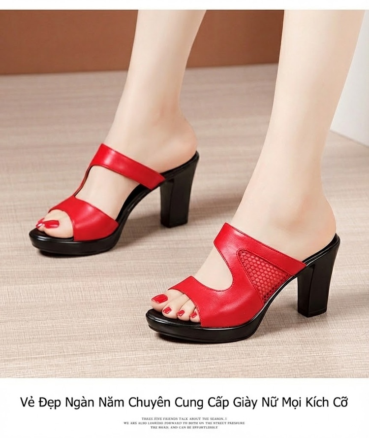 Dép Sục Nữ Quai Ngang Lưới Hở Chiều Cao Đế Khoảng 7cm Màu Đen, Trắng, Đỏ chi tiết 15