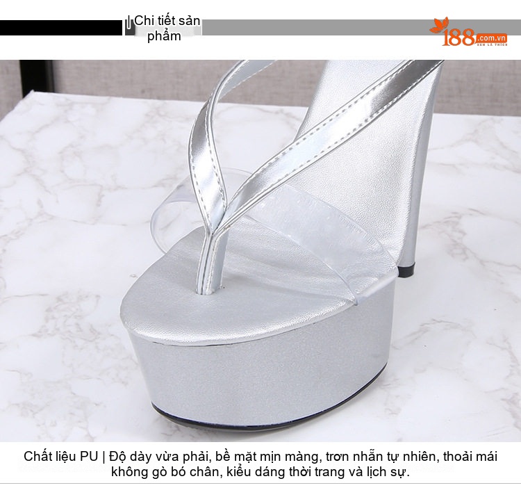 Dép Xỏ Ngón Nữ Cao Gót Thời Trang Chiều Cao Đế Khoảng 13cm Màu Đen, Đỏ, Trắng, Vàng... chi tiết 3