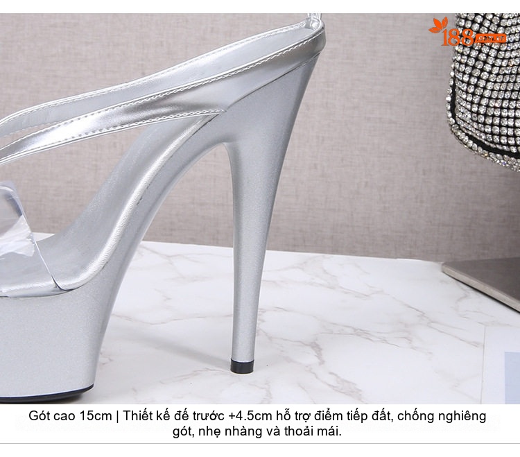 Dép Xỏ Ngón Nữ Cao Gót Thời Trang Chiều Cao Đế Khoảng 13cm Màu Đen, Đỏ, Trắng, Vàng... chi tiết 5