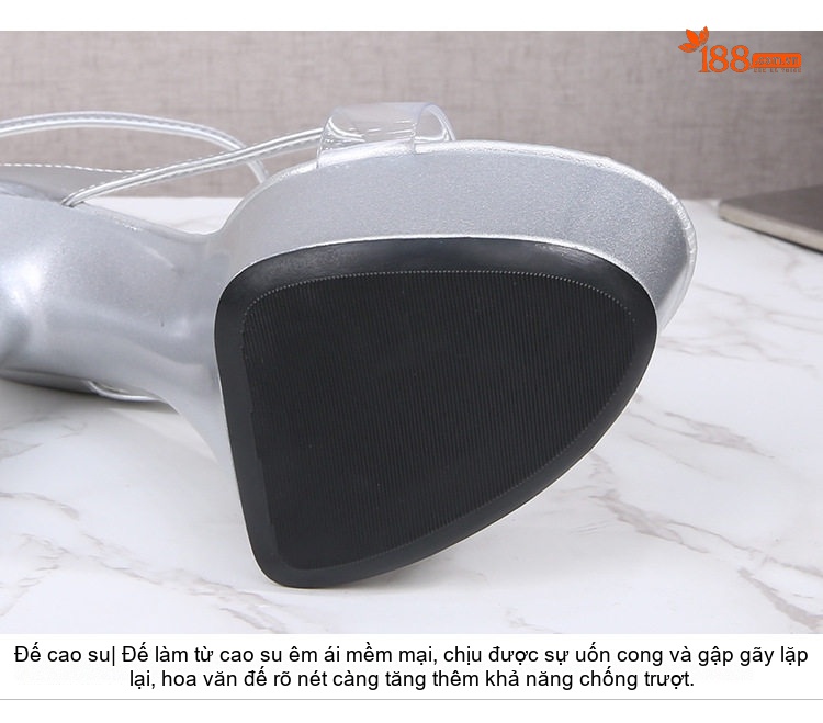 Dép Xỏ Ngón Nữ Cao Gót Thời Trang Chiều Cao Đế Khoảng 13cm Màu Đen, Đỏ, Trắng, Vàng... chi tiết 6