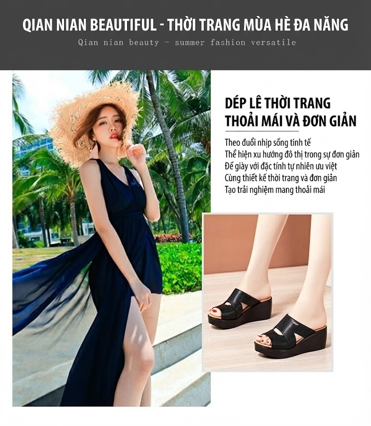 Dép Xuồng Nữ Da Bóng Chiều Cao Đế Khoảng 6cm Màu Đen, Đỏ, Trắng chi tiết 2