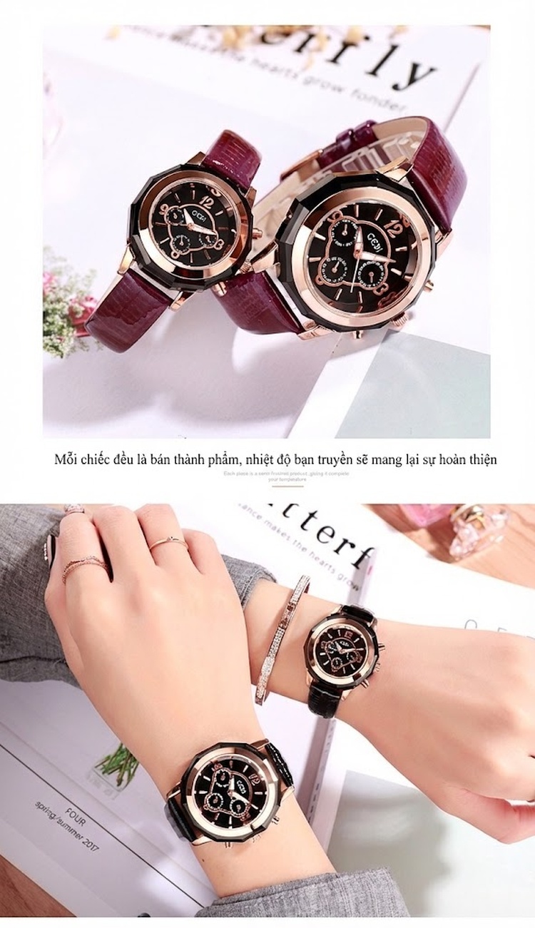 Đồng Hồ Đôi Dây Da Phong Cách Anh Quốc Chống Nước Thời Trang Màu Đen, Trắng, Đỏ, Tím chi tiết 7