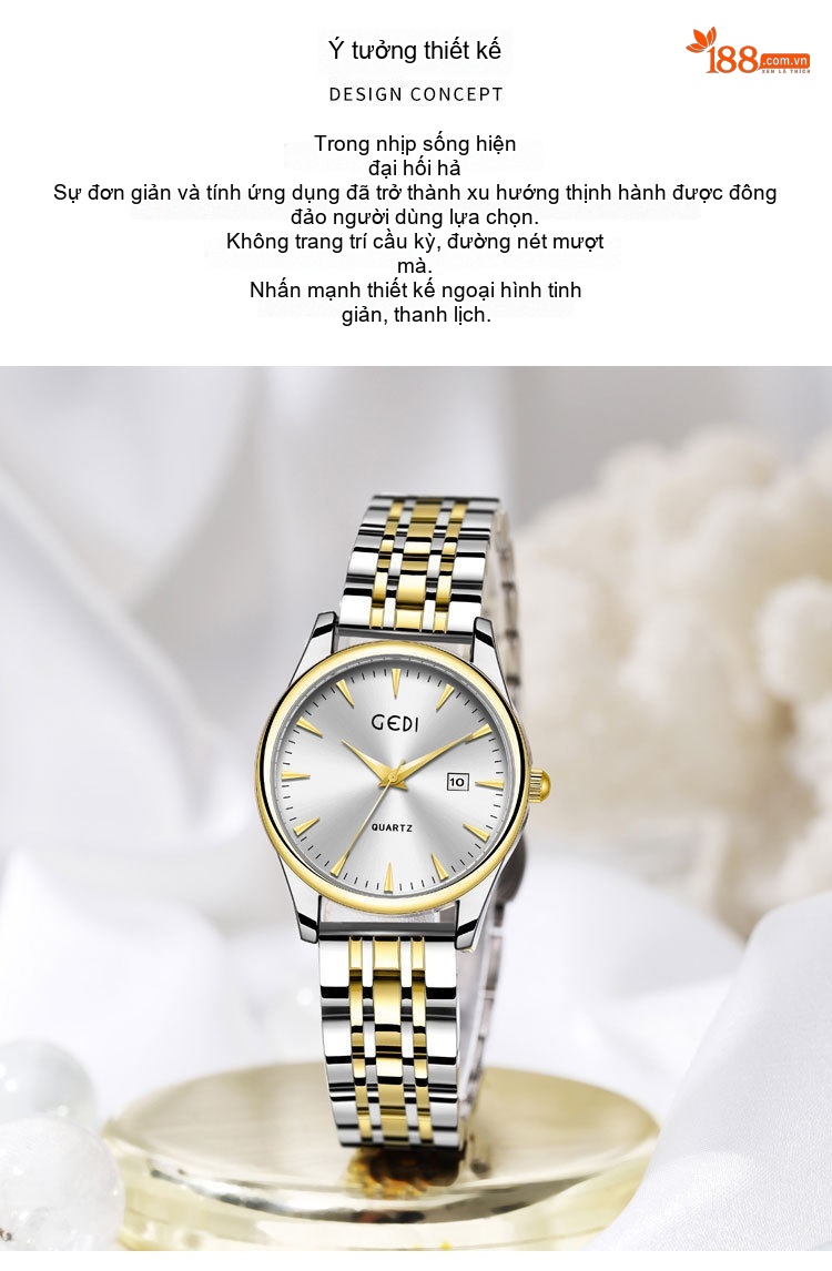 Đồng Hồ Đôi Dây Thép Không Gỉ Quartz Cao Cấp Thiết Kế Tối Giản Màu Bạc, Đen, Vàng, Hồng... chi tiết 9