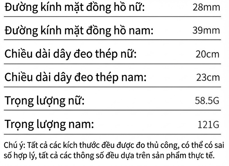Đồng Hồ Đôi Dây Thép Không Gỉ Quartz Cao Cấp Thiết Kế Tối Giản Màu Bạc, Đen, Vàng, Hồng... chi tiết 6