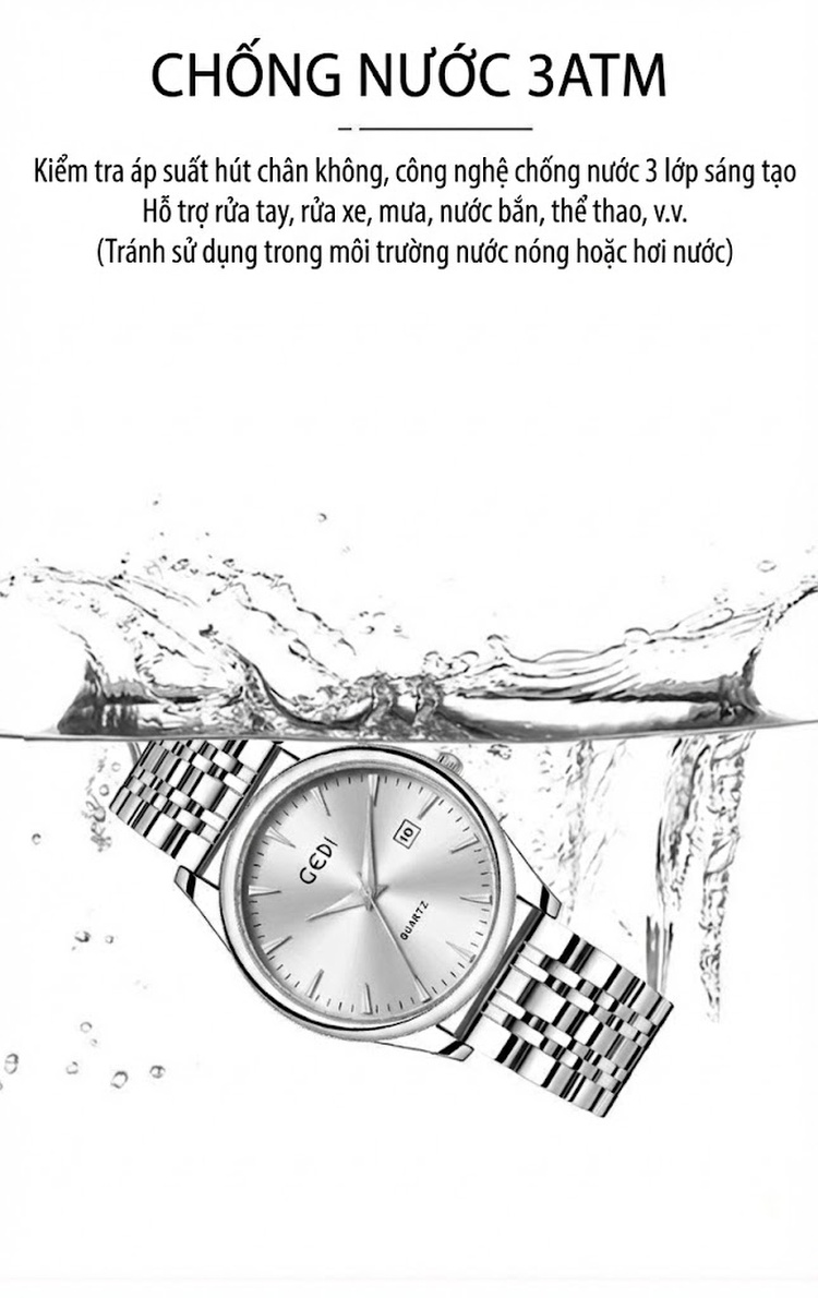 Đồng Hồ Đôi Dây Thép Không Gỉ Quartz Cao Cấp Thiết Kế Tối Giản Màu Bạc, Đen, Vàng, Hồng... chi tiết 7