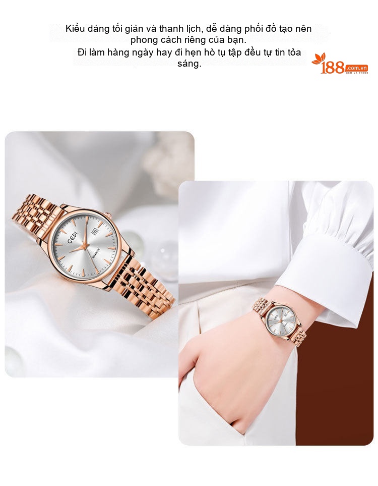 Đồng Hồ Đôi Dây Thép Không Gỉ Quartz Cao Cấp Thiết Kế Tối Giản Màu Bạc, Đen, Vàng, Hồng... chi tiết 10