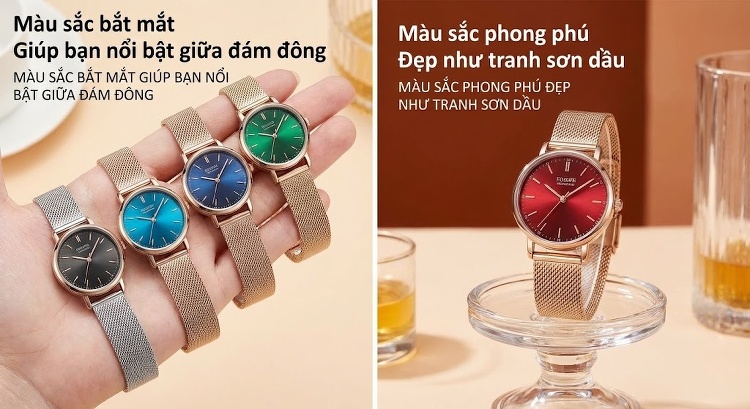 Đồng Hồ Labaoli Dây Lưới Kim Loại Mặt Vuông LA153 Màu Vàng Hồng, Đỏ, Trắng, Xanh... chi tiết 3