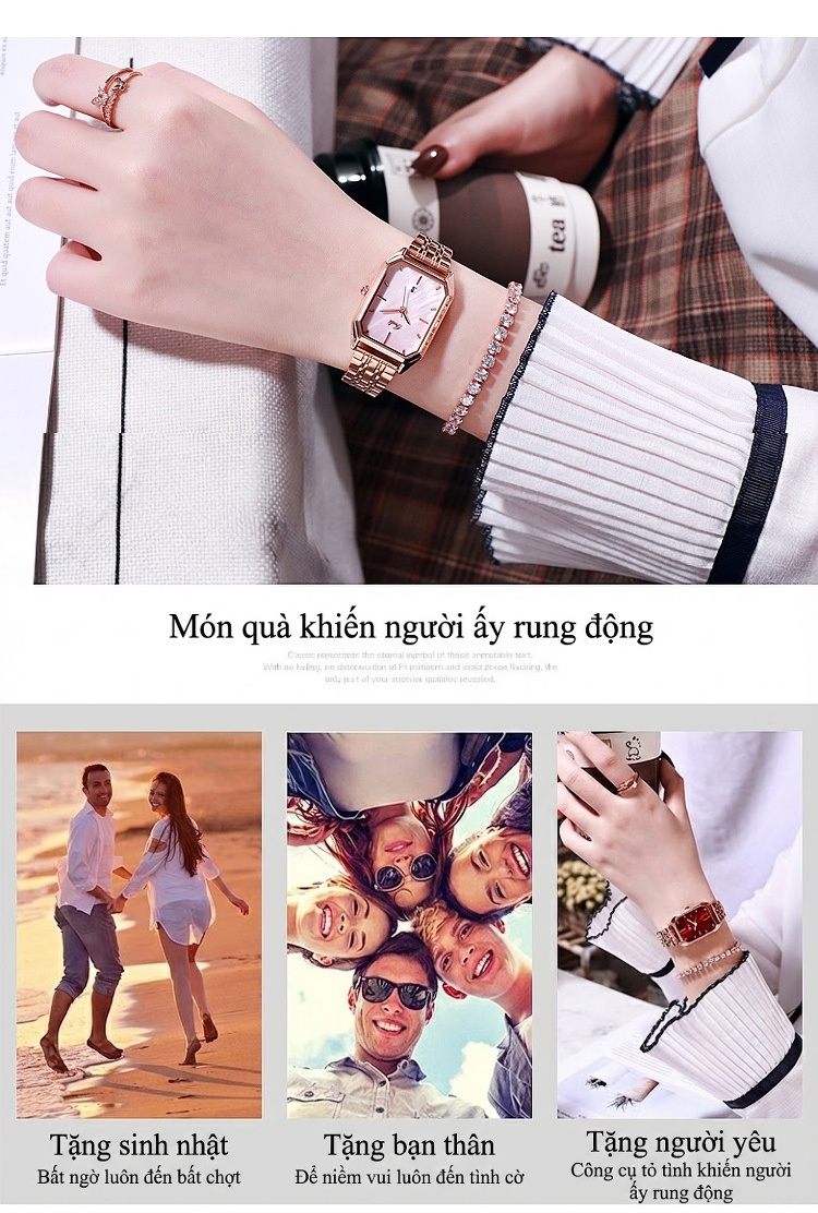 Đồng Hồ Nữ GEDI Dây Thép Mặt Chữ Nhật Thời Trang, Lịch Ngày Màu Đỏ, Đen, Xanh Lá, Trắng... chi tiết 14