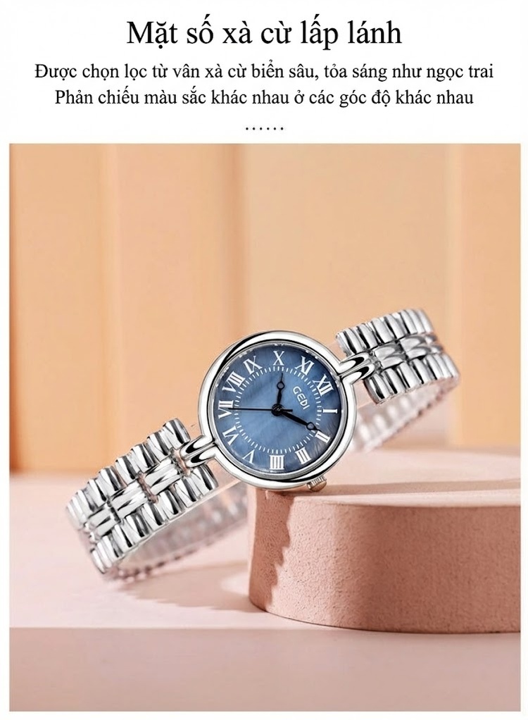 Đồng Hồ Nữ GEDI Mặt Số La Mã Chống Nước Phong Cách Vintage Màu Xanh, Vàng, Bạc, Trắng... chi tiết 2