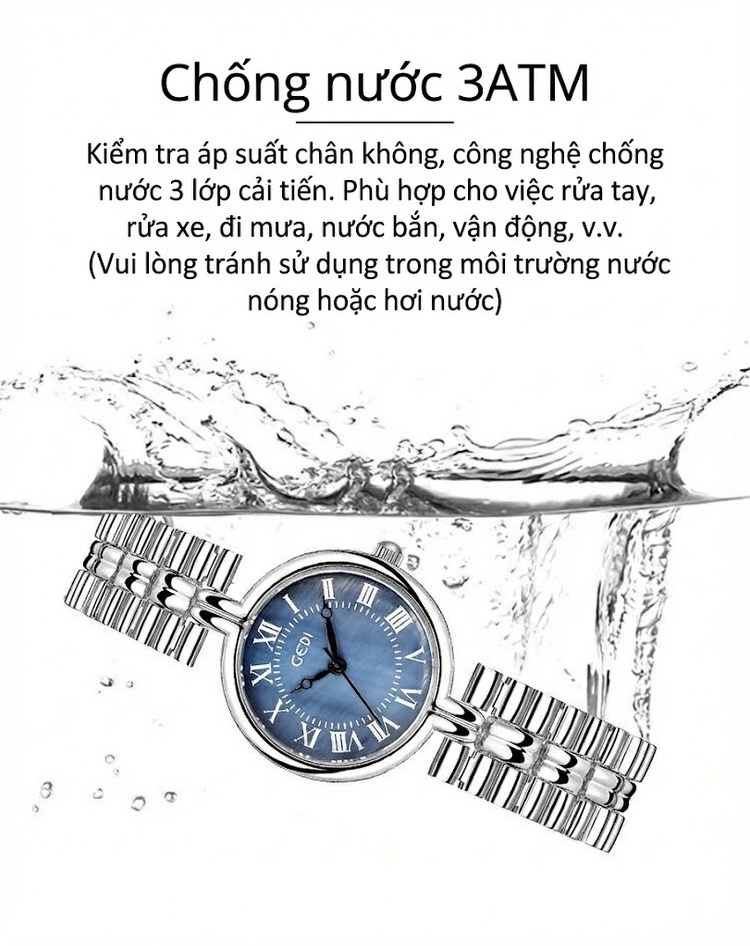 Đồng Hồ Nữ GEDI Mặt Số La Mã Chống Nước Phong Cách Vintage Màu Xanh, Vàng, Bạc, Trắng... chi tiết 6