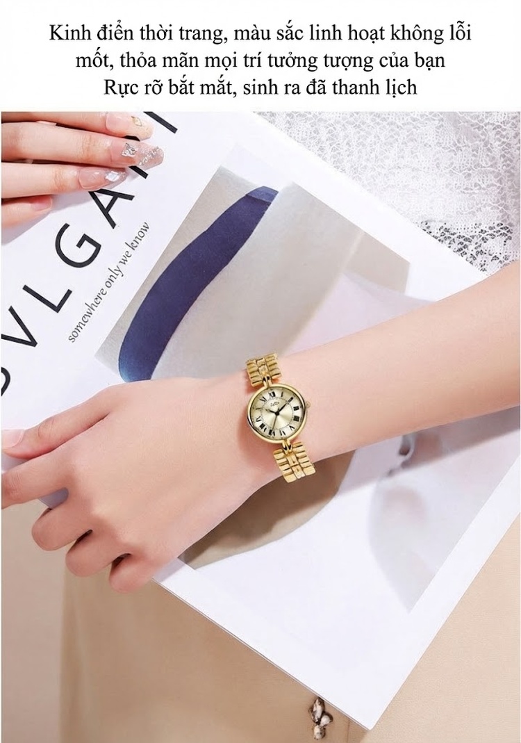 Đồng Hồ Nữ GEDI Mặt Số La Mã Chống Nước Phong Cách Vintage Màu Xanh, Vàng, Bạc, Trắng... chi tiết 12