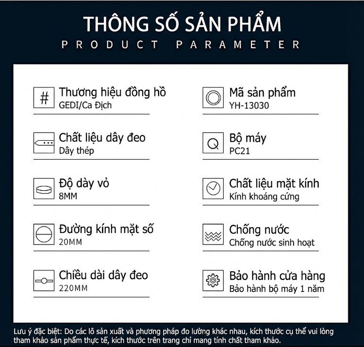 Đồng Hồ Nữ GEDI Mặt Vuông Cổ Điển Viền Đá Sang Trọng chi tiết 4