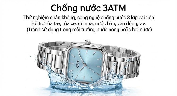 Đồng Hồ Nữ Mặt Oval Dây Xích Cao Cấp Mặt Số Xà Cừ Màu Hồng, Trắng, Xanh chi tiết 6