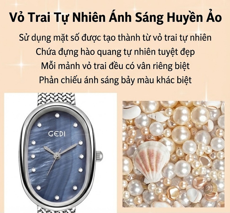 Đồng Hồ Nữ Mặt Vân Đá Thạch Anh Cao Cấp Chống Nước Dây Kim Loại Màu Bạc, Vàng, Hồng Vàng, Xanh chi tiết 7